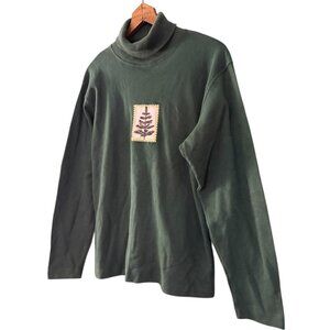 Vintage Cherokee Green Pine Tree Turtleneck Sweatshirt
